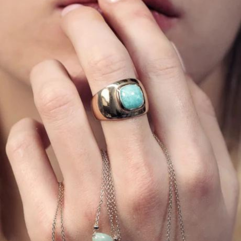 Laissez-vous Emporter par l'Amazonite : La Bague Arya Éveille vos Sens